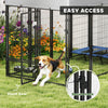 8' x 4' x 6' Outdoor Dog Kennel, Dog Kennel Outside Run with 360° Rotating Bowls, Waterproof & UV Resistant Cover, Silver