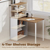 Folding Computer Desk with 4-Tier Bookshelf Space-Saving Home Office Desk, Natural
