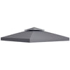 10' x 10' Square 2-Tier Gazebo Canopy Replacement Top Cover Outdoor Garden Sun Shade, Dark Grey