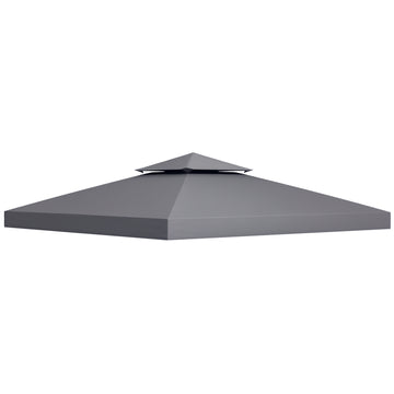 10' x 10' Square 2-Tier Gazebo Canopy Replacement Top Cover Outdoor Garden Sun Shade, Dark Grey