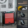 4-Drawer Tool Chest with 4 Wheels, Rolling Tool Box and Storage Cabinet, Portable Tool Organizer for Garage, Red