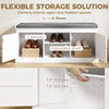 2 in 1 Coat Rack Shoe Bench Set with 6 Hooks and Shoe Storage Bench, White and Grey