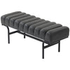 Bedroom Bench PU Leather End of Bed Bench with Cylindrical Seat and Metal Legs for Bedroom Living Room Hallway Black