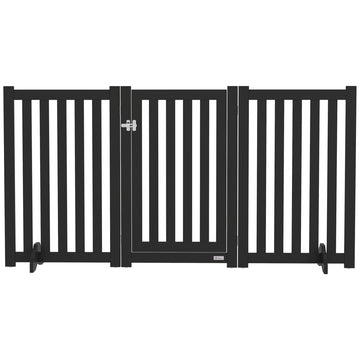 3-Panel Foldable Dog Gate with Feet for Medium Dogs and Below, Black