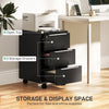 3 Drawer File Cabinet with Wheels, Vertical Filing Cabinet with Lock, Grey