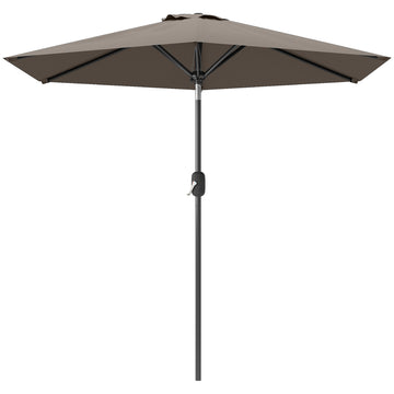 Patio Sun Umbrella, Outdoor Parasol with 6 Ribs, Dark Grey