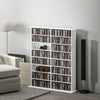 8-Tier DVD Shelf with 12 Adjustable Shelves, Double CD Shelf, Holds 720 CDs, 396 DVDs or 396 Blu-rays, White
