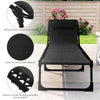 Outdoor Folding Lounge Chair, 4-Level Adjustable Chaise Lounge with Headrest, Tanning Chair Beach Bed Reclining Lounger Cot for Camping, Hiking, Backyard, Black