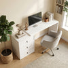 L Shaped Computer Desk Home Office Desk with 3 Drawers White Wood Grain