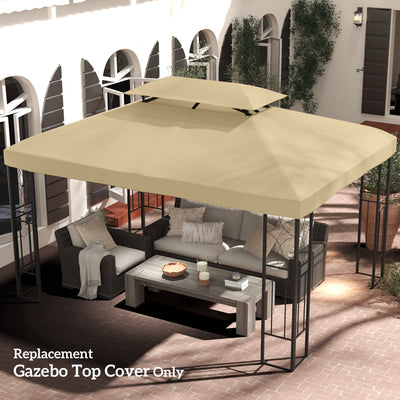 13' x 10' Gazebo Cover, Gazebo Replacement Canopy with 2 Tier Top for Garden, Patio, Outdoor, Beige
