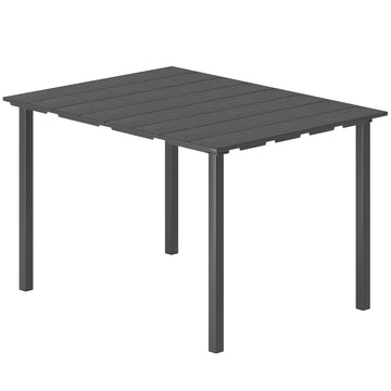 Outdoor Dining Table for 4 People, Rectangular Patio Table with HDPE Top and Metal Frame, for Garden, Backyard, Deck