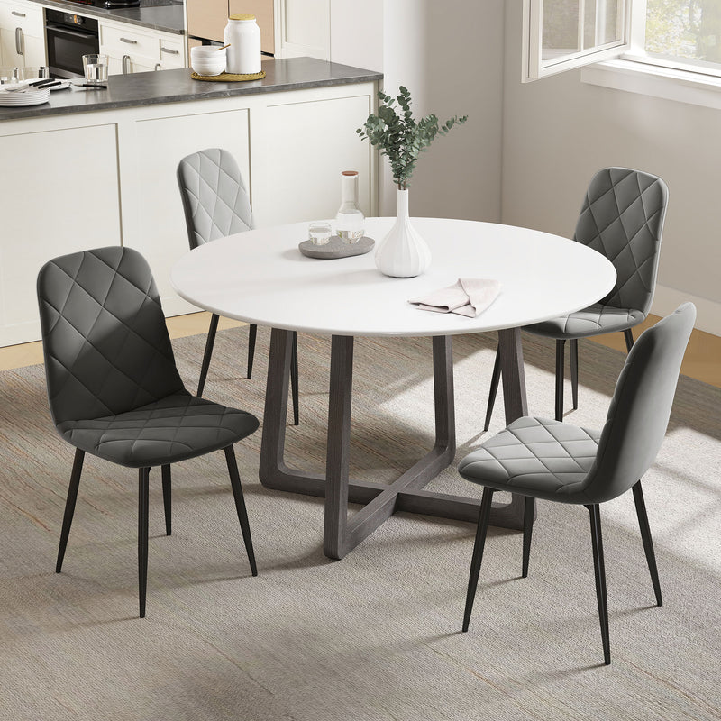 Dining Chairs Set of 4, Upholstered Dining Room Chairs with Steel Legs, Modern Kitchen Chair for Dining Room, Grey