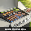 4+1 Burner Liquid Propane Gas Grill Outdoor Cabinet Style BBQ Trolley w/ Side Burner, Warming Rack, Side Shelf, Storage Cabinet, Thermometer, 4 Wheels, Carbon Steel, Silver