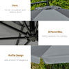 11FT Offset Hanging Patio Umbrella Cantilever Umbrella with Easy Tilt Adjustment, Cross Base and 8 Ribs for Backyard, Poolside, Lawn and Garden, Dark Grey