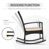 3 Pieces Patio Wicker Rocking Chair Set,  Outdoor PE Rattan Bistro Set Conversation Rocker Set with 2 Chairs 1 Coffee Table for Backyard, Deck, Poolside, Dark Grey