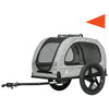 Dog Bike Trailer with Mesh Windows, Safety Leash, Safety Flag, Doors, for Small Medium Dogs Travel, Light Grey