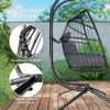 Double Wicker Egg Swing Chair with Stand, Foldable Hanging Egg Chair with UV Resistant Cushion, Headrest, Dark Grey