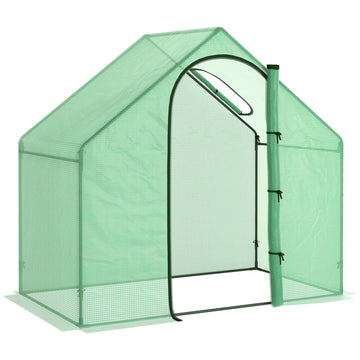 6 x 3.3 x 5.5ft Walk-in Garden Greenhouse with Door & Top Window, Portable Mini Greenhouse for Plants Flowers Herbs Tomatoes, Outdoor Hot House Growing Tent with Steel Frame & PE Cover
