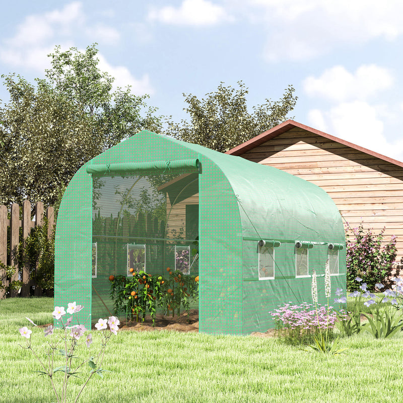 6.6' x 11' x 7' Portable Walk-In Tunnel Greenhouse, Garden Plant Growing Warm House, Outdoor Seed Flower Vegetable Growth Tent, Green