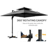 10' x 10' Cantilever Patio Umbrella, Double Top Square Offset Umbrella with 360° Rotation, 5 Adjustable Tilt Angles, Umbrella Cover, Aluminum Pole and Ribs