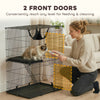 2-Tier Cat Cage Indoor, Detachable Metal Wire Kennel with Hammock, Platform, Tray and Cushion for 1-2 Kittens