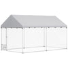Outdoor Dog Run with Adjustable & Rotatable Bowls, Waterproof UV-Resistant Cover, Escape-Proof Lock, 13.1' x 7.5' x 7.5'