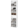 Media Storage Cabinet, 9-Tier Tall Narrow DVD Shelf with 6 Adjustable Shelves, White