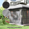 11' x 13' Patio Gazebo, Double Roof Outdoor Gazebo Canopy with Netting & Curtains, Galvanized Metal Frame