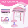 Qaba Mini Electronic Musical Piano 37 Key Keyboard Multifunction Kids Toy with Microphone Stool (Pink)