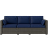 3-Seater Outdoor Sofa with Cushions, PE Rattan Conversation Patio Couch with Pillows for Garden, Poolside