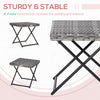 Rattan Coffee Table Folding Patio Outdoor Side Table Wicker for Balcony, Porch, Poolside, 15.75