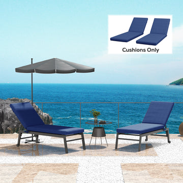 2-Piece Back and Seat Cushion Pillows Replacement, Patio Chair Cushions Set with Ties for Indoor Outdoor, Blue