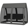 3-Seater Outdoor Swing Chair Chaise Lounger Bed Garden Hammock with Steel Stand, Canopy Netting Walls, Dark Grey