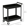 Rolling Tool Cart, 2 Tier Mobile Service Utility Cart with Wheels, Black