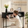 Mid-Century Entryway Table, Narrow Console Table with Storage Compartments for Behind Couch, Living Room, Black