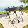 4ft Folding Camping Table, Waterproof Picnic Table with Roll Up Top and Metal Frame, Black