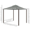 10' x 10' 2-Tier Outdoor Gazebo Canopy Tent with Zippered Mesh Sidewalls, Aluminum Frame for Patio, Backyard