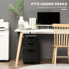 Vertical Filing Cabinet, 3 Drawer Mobile File Cabinet, Under Desk Office Storage Cabinet with Wheels, Black Wood Grain