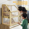 Wooden Hamster Cage, 3 Tier Gerbil Cage with Deep Bottom, Hut, Seesaw, Exercise Wheel, Ramps, 24