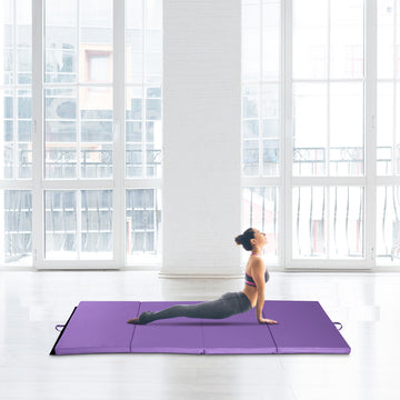 Soozier 4'x6'x2'' Folding Gymnastics Tumbling Mat, Exercise Mat with Carrying Handles for Yoga, MMA, Martial Arts, Stretching, Core Workouts, Pink