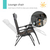 Wicker Folding Lounge Chair with Adjustable Backrest, Rattan Recliner Chair with Headrest & Side Table Tray, Grey