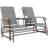 Outdoor 2-Person Glider Bench, Outside Swing Glider Chair Loveseat with Breathable Mesh, Table, Steel Frame