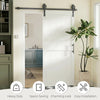 32inx84in Barn Door with 6FT Sliding Door Hardware Kit, Handle, Upgraded Rollers and Floor Guide, Waterproof, White