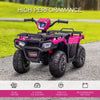 12V Kids ATV Quad, 4 Wheeler Battery Powered Electric Vehicle with Music MP3, Headlights, High Low Speed, Treaded Tires, for Boys and Girls Ages 37-60 Months, Pink