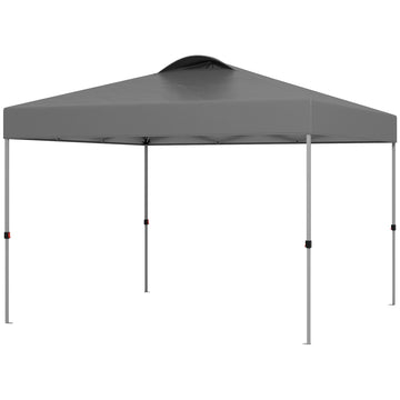 10' x 10' Pop Up Canopy Tent with Airy Top Vents and Wheeled Carry Bag for Outdoor, Garden, Patio, Dark Grey