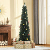 6FT Artificial Christmas Tree Xmas Pencil Tree Holiday Home Indoor Decoration with Foldable Black Stand for Party, Green