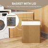 Double Laundry Basket with Lid, 100L Bamboo Laundry Hamper with Rope Handles and Removable Bags, Brown