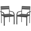 2 Piece Outdoor Dining Chairs with Aluminum Frame, Soft Cushion, for Deck, Garden, Balcony, Poolside, Grey
