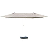 15' Outdoor Patio Umbrella with Twin Canopy Sunshade Steel Table Umbrella w/ Lift Crank, Cross base, Sandbag, Light Grey