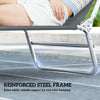 Folding Lounge Chair, Portable Tanning Chair with Adjustable Backrest, Pillow for Beach Poolside Patio, Dark Grey